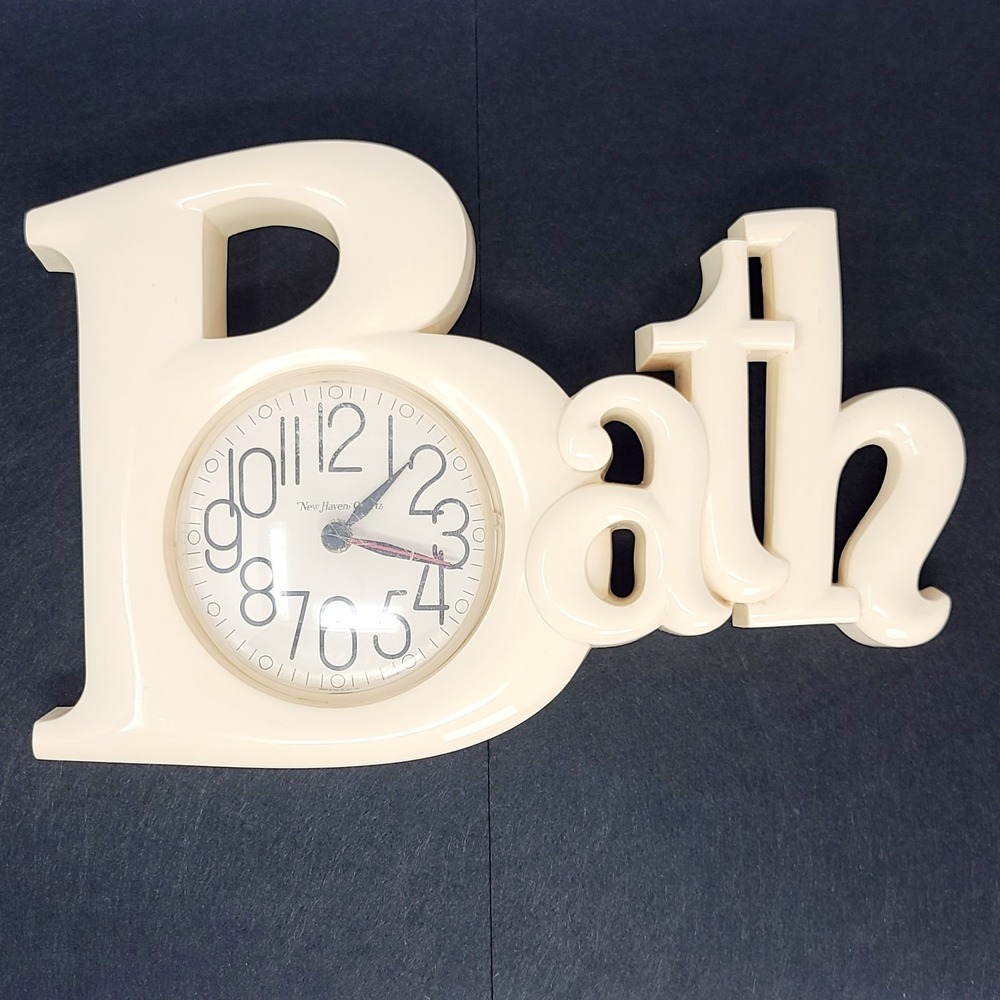VTG New Haven Quartz Bath Clock Cream Bathroom Decor AS-IS Overeager Second Hand